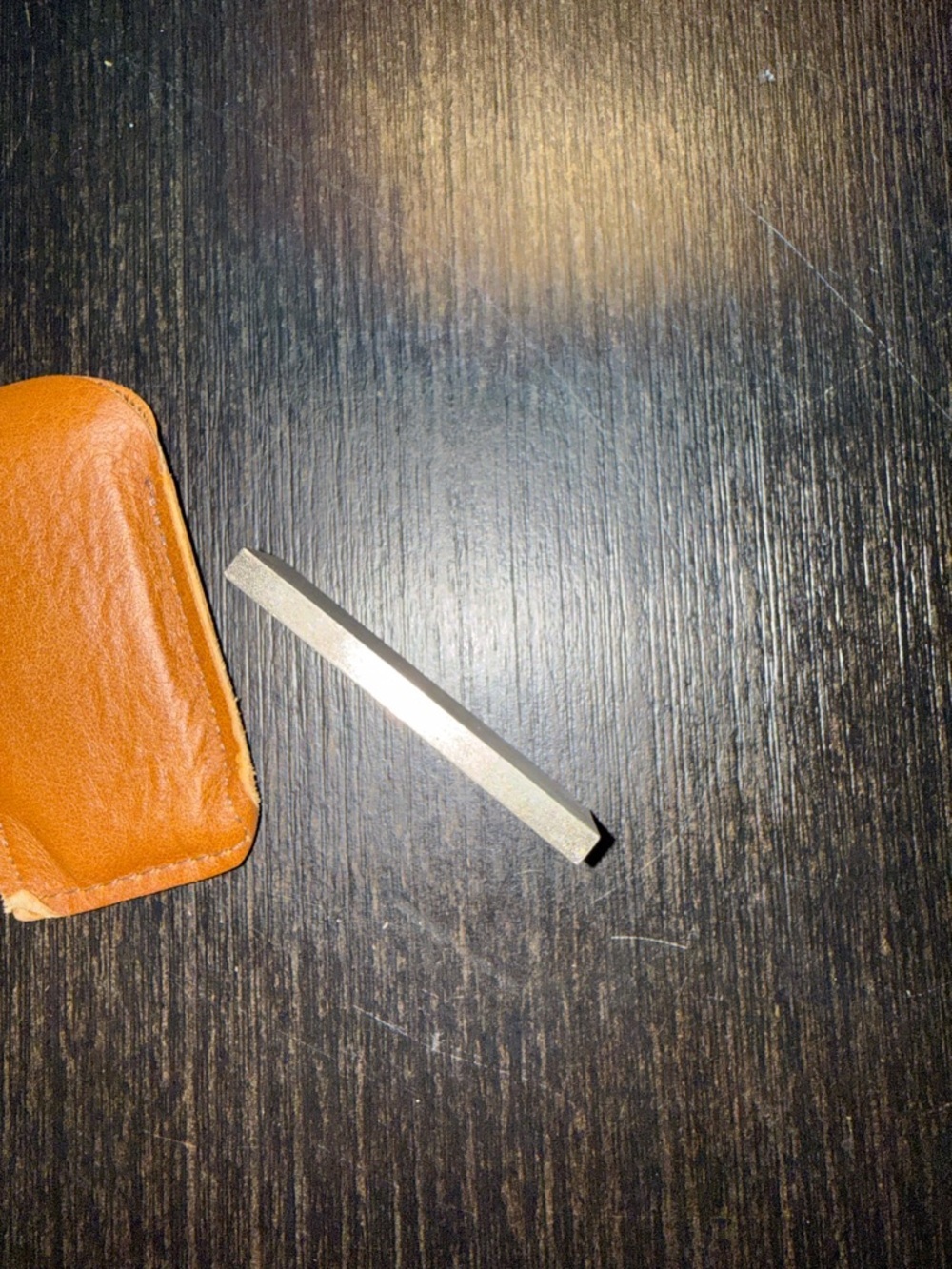 Orange Leather Pocket Sharpener Sleeve with Black Nylon Belt Pouch - Picture 4 of 8